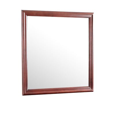 Rectangle Wall Mirror for Bedroom, G3100-M, Vintage French Style, Durable Particle Board – Cherry Finish