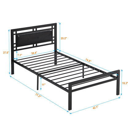 Sturdy Twin Metal Bed Frame - Modern Black Design with Easy Assembly and No Box Spring Needed