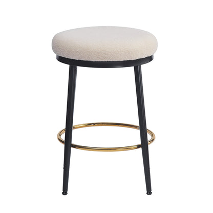 24.75'' Modern Counter Stools Set of 4,White Counter Stools with iron Frame,Sponge cushion,Footrest,suitable for Kitchen/Bedroom/Dining Room.