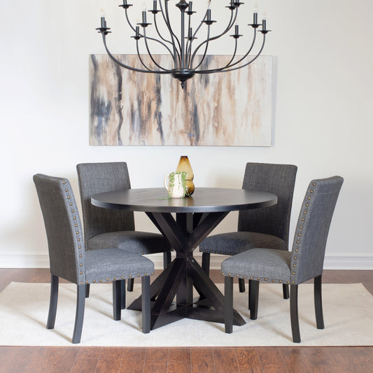 5 Piece Dining Set With Cross Buck Table And 4 Chairs Black
