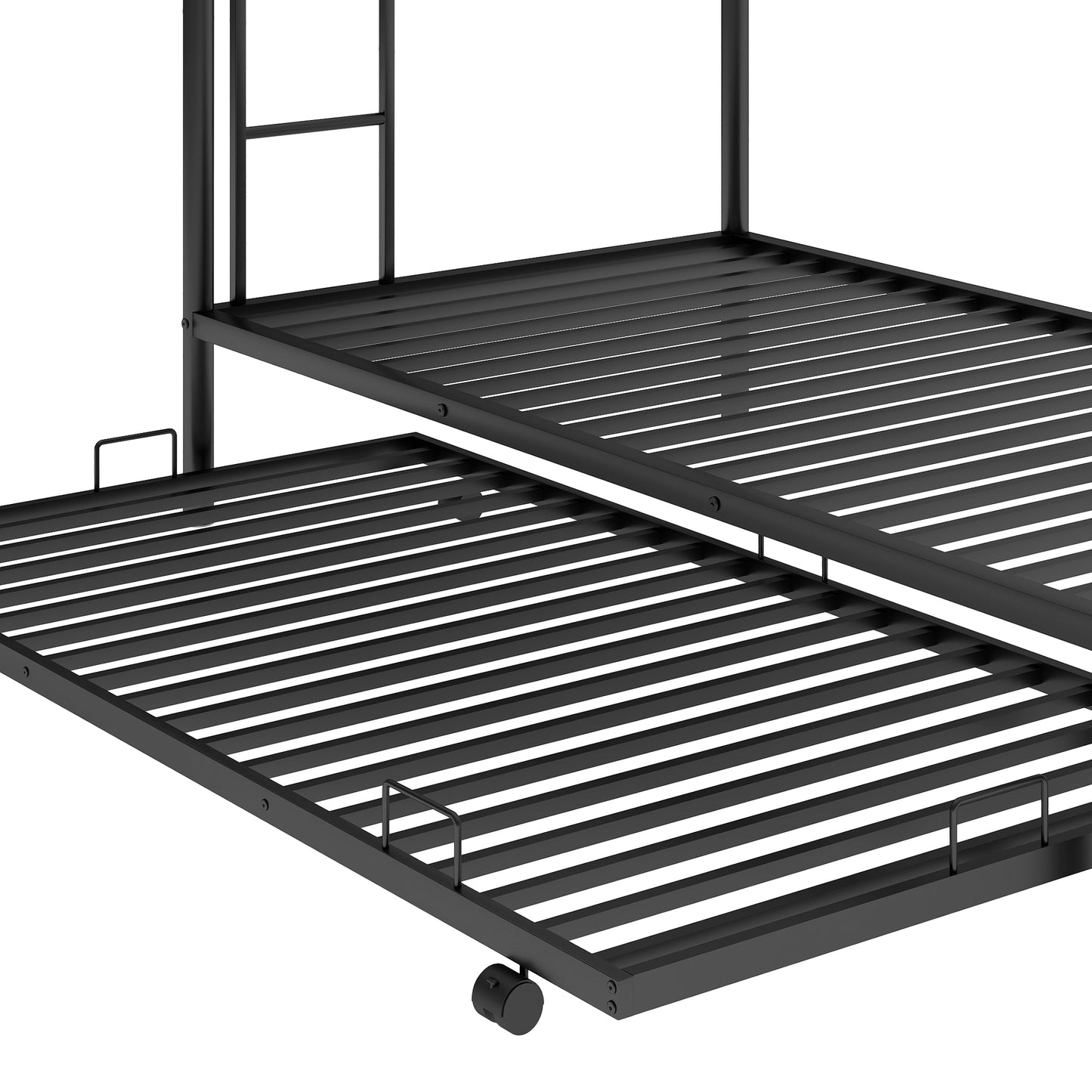 Sleek Black Twin Over Twin Bunk Bed with Trundle for Ultimate Space Efficiency