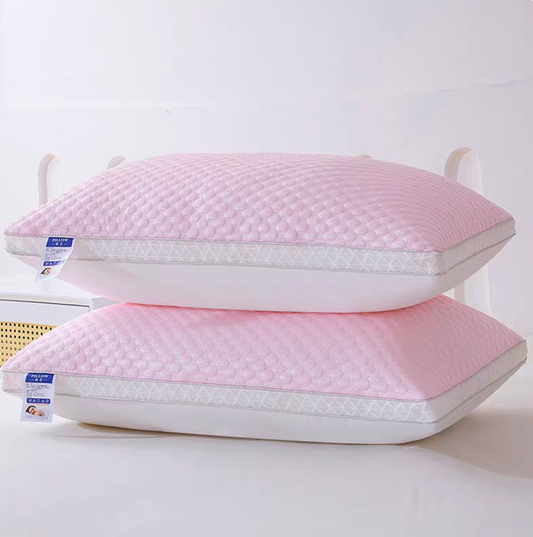 2-Pack Cooling Pillow with Ice-Silk Cover, 3D Tofu Texture, Ergonomic Neck Support, Dual-Sided Pink