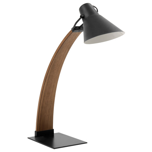 Mid-Century Modern Table Lamp with Adjustable Metal Shade, 60W Bulb Included, UL Listed Walnut and Black