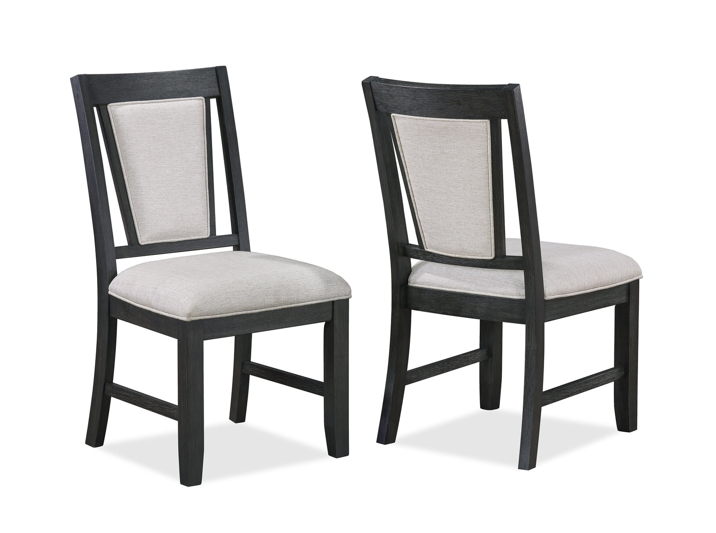 Set of 2 Modern Dining Chairs - Upholstered Seat & Back, Wood Frame, Dining Room Gray