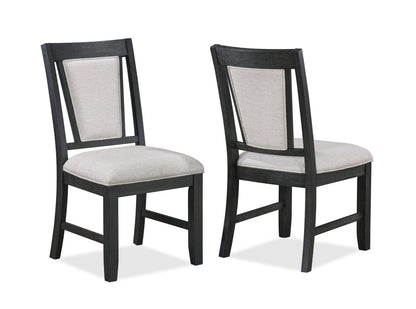 Set of 2 Modern Dining Chairs - Upholstered Seat & Back, Wood Frame, Dining Room Gray