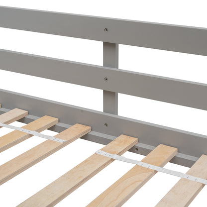 Twin House Bunk Bed for Kids with Roof and Windows - Twin Over Twin Design in Grey