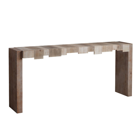 71-Inch Modern Rustic Console Table with Sculpted Block Apron, 15-Inch Depth for Entry - Natural Finish