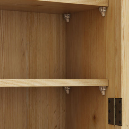 Vintage 24.8'' Wall-Mounted Double Door Cabinet with Three-Tier Storage and Towel Rack for Bathroom, Kitchen, and Dining Room - Natural Wood Finish