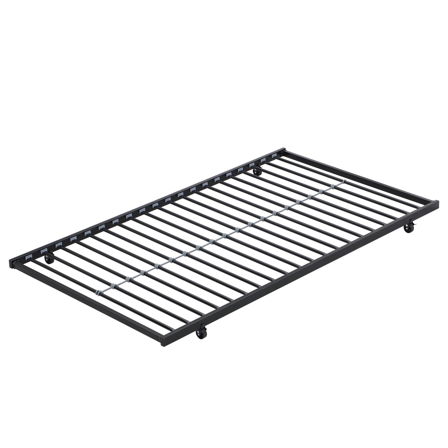 Black Metal Bunk Bed with Trundle for Space-Saving Comfort