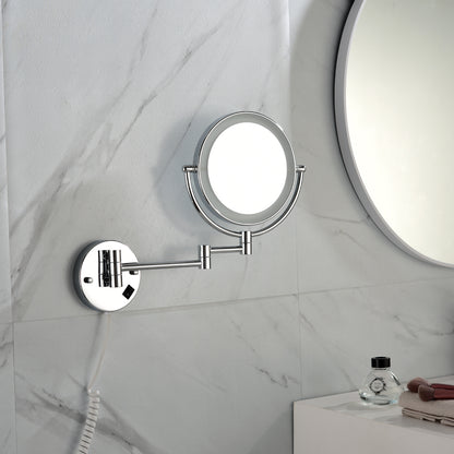 Dual-Sided 8-Inch LED Magnifying Vanity Mirror with 12-Inch Chrome Extension and 360-Degree Rotation