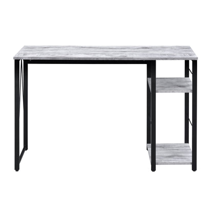 Industrial-Style Antique White and Black 2-Tier Writing Desk