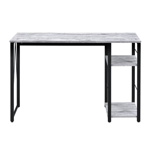 Industrial-Style Antique White and Black 2-Tier Writing Desk