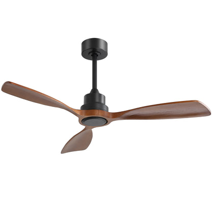 48-Inch Ceiling Fan No Light Remote 6-Speed DC Motor Solid Wood Blades Reversible Living Room Matte Black