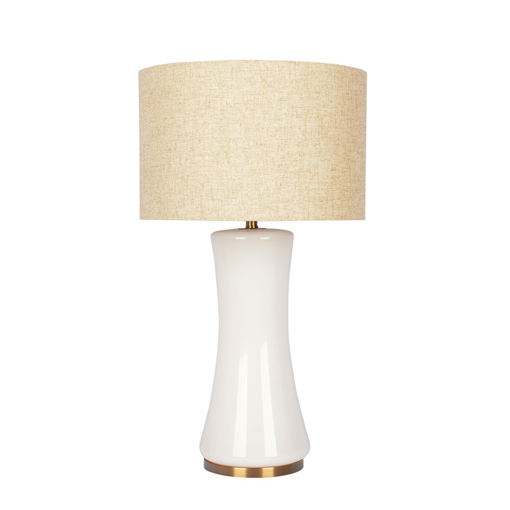 24.5-Inch Cascading Glass Table Lamp with Golden Brass Base, Modern Living Room Accent Light, Off White