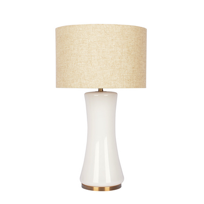 24.5-Inch Cascading Glass Table Lamp with Golden Brass Base, Modern Living Room Accent Light, Off White