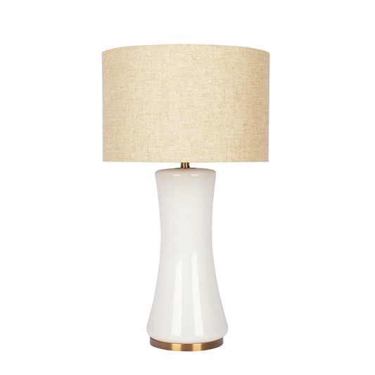 24.5-Inch Cascading Glass Table Lamp with Golden Brass Base, Modern Living Room Accent Light, Off White