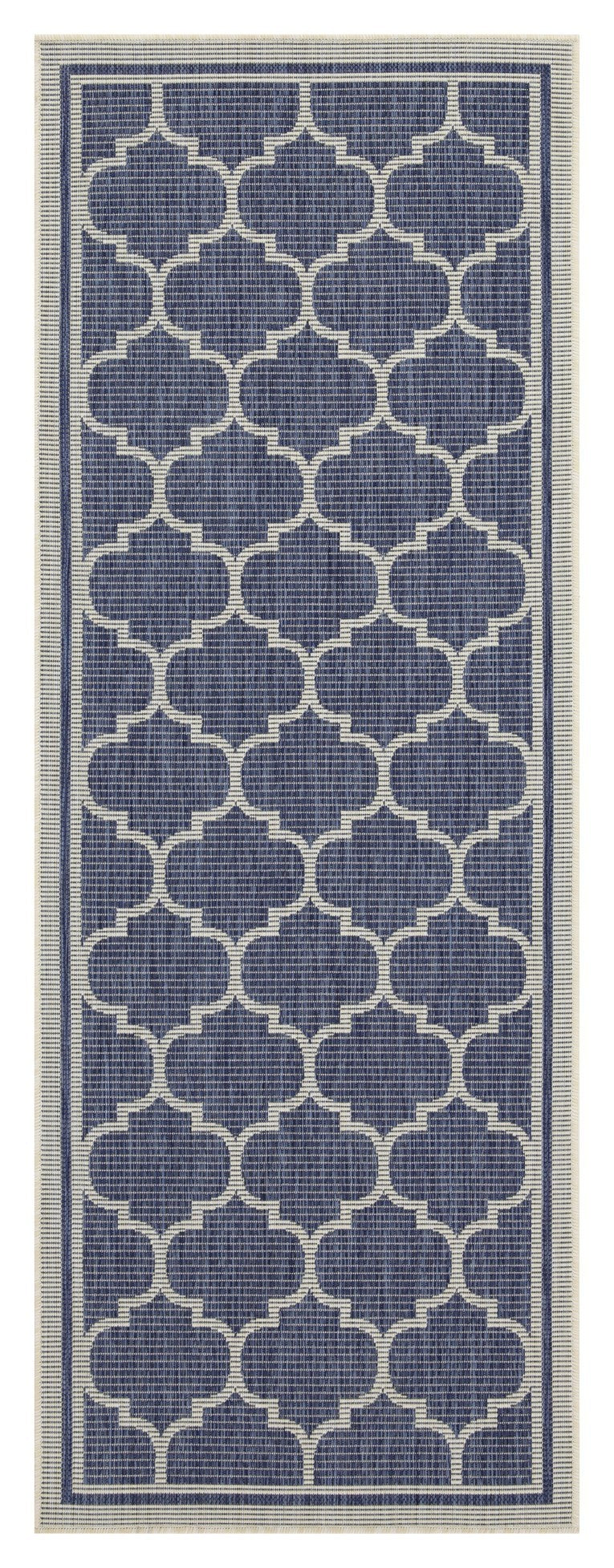 Indoor/Outdoor Trellis Rug, 5 ft 3 in x 7 ft 3 in, Flatweave Polypropylene, Durable, Stain-Resistant, Blue