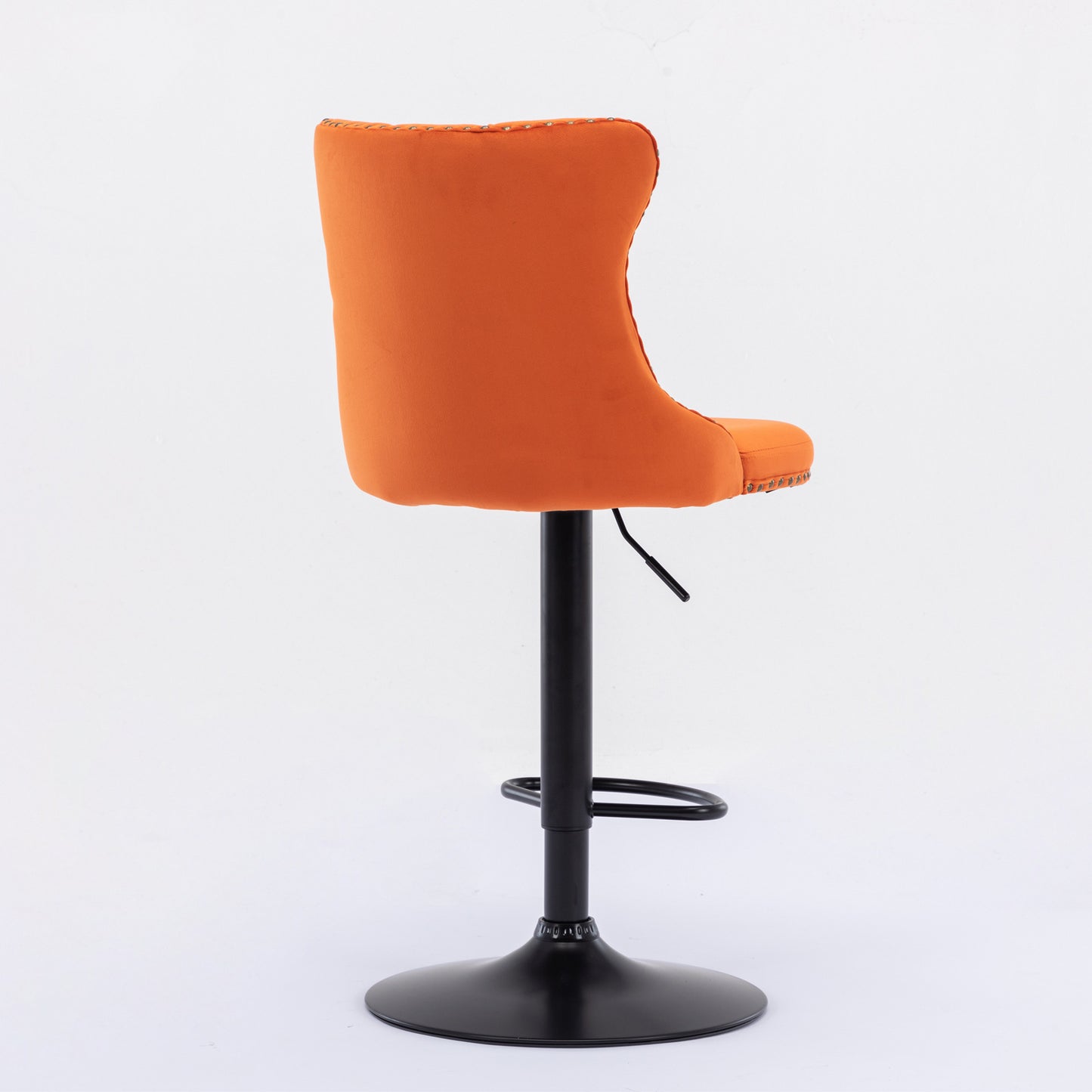 Orange Velvet Swivel Bar Stools Two Pack Adjustable 25 33
