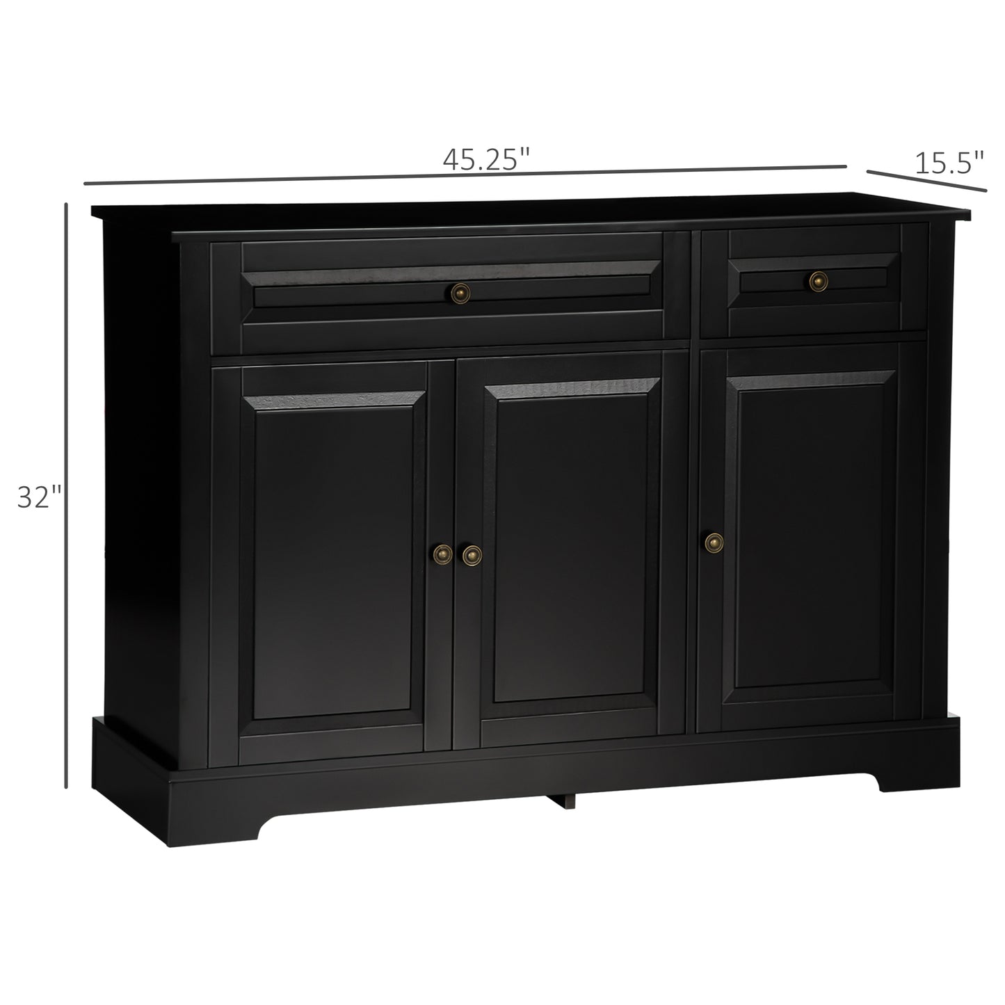 HOMCOM Sideboard Buffet Cabinet, Modern Kitchen Cabinet with 2 Drawers and Adjustable Shelves, Coffee Bar Cabinet, Black