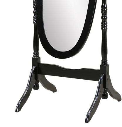Elegant Black Queen Anna Cheval Mirror with Wood Frame for Traditional Décor