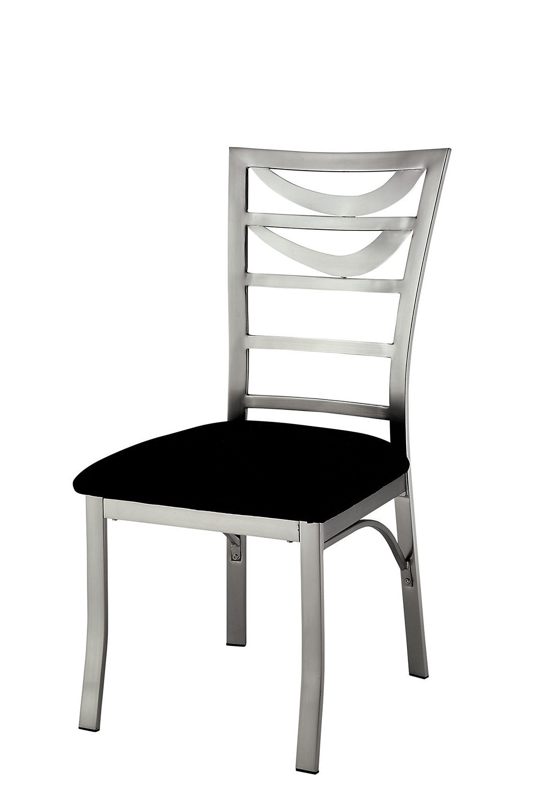 2-Piece Contemporary Metal Dining Chairs with Padded Microfiber Seats, Ladder-Back, Powder-Coated Black