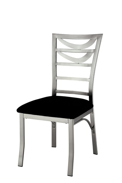 2-Piece Contemporary Metal Dining Chairs with Padded Microfiber Seats, Ladder-Back, Powder-Coated Black
