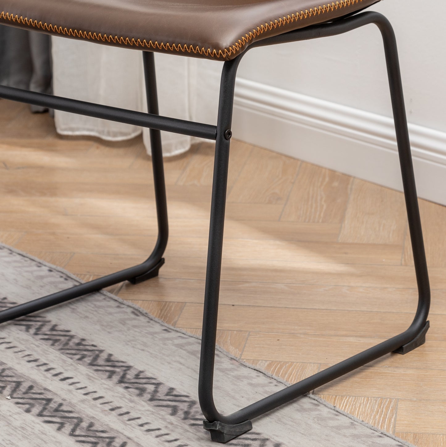 Industrial 7 Piece Dining Set MDF Metal Antique Brown