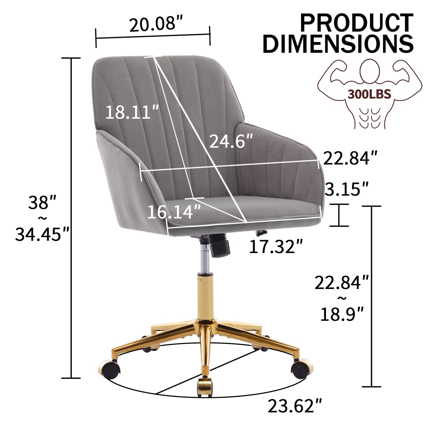 Elegant Ergonomic Swivel Office Chair with Golden Base and Memory Foam Cushion for Ultimate Comfort