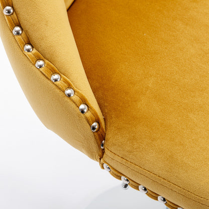 AA Furniture Gold Velvet Swivel Barstools 25-33in Set Of 2