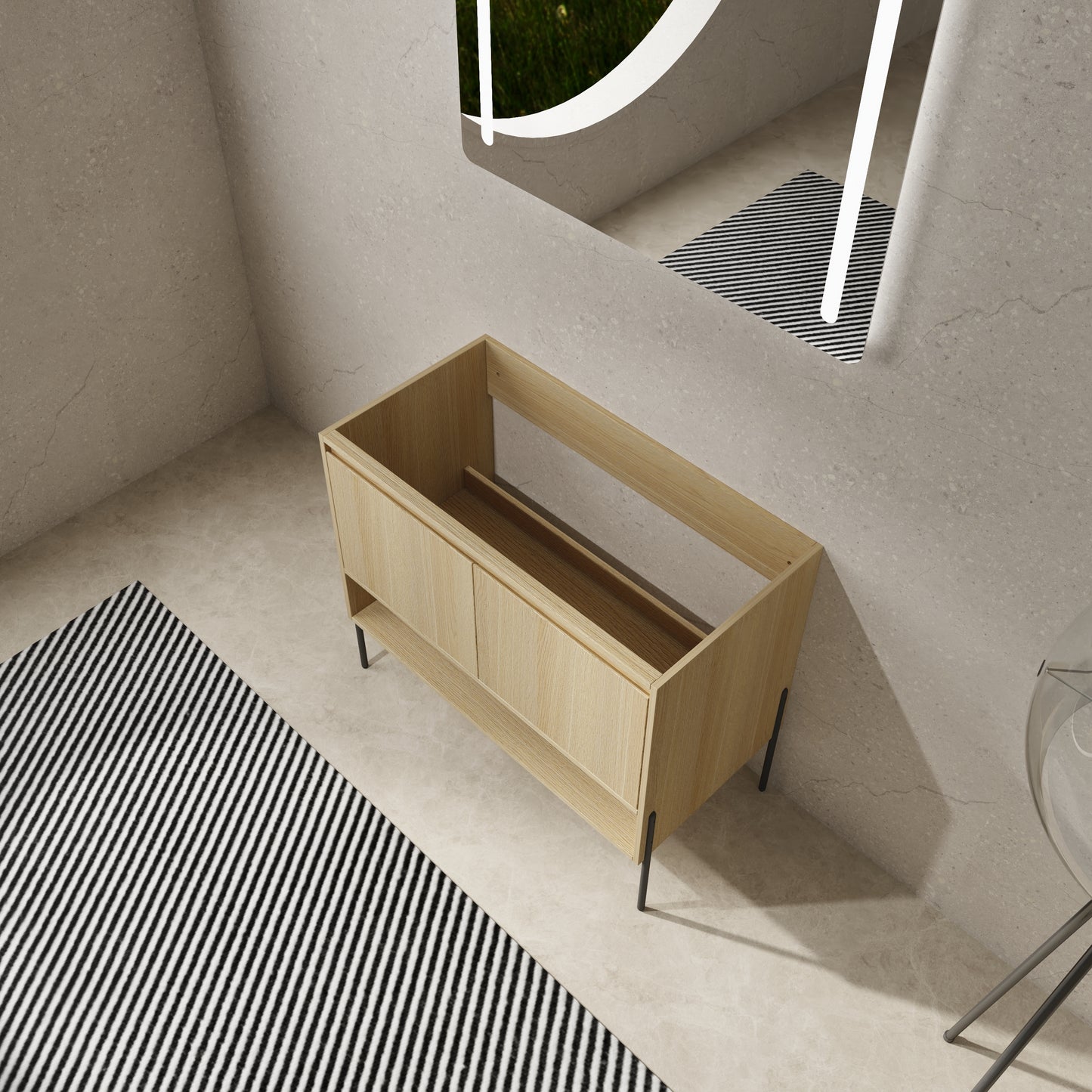 36-Inch Modern Freestanding Bathroom Vanity with Dual Soft-Close Cabinet Doors (KD-Packing) - Sink Not Included