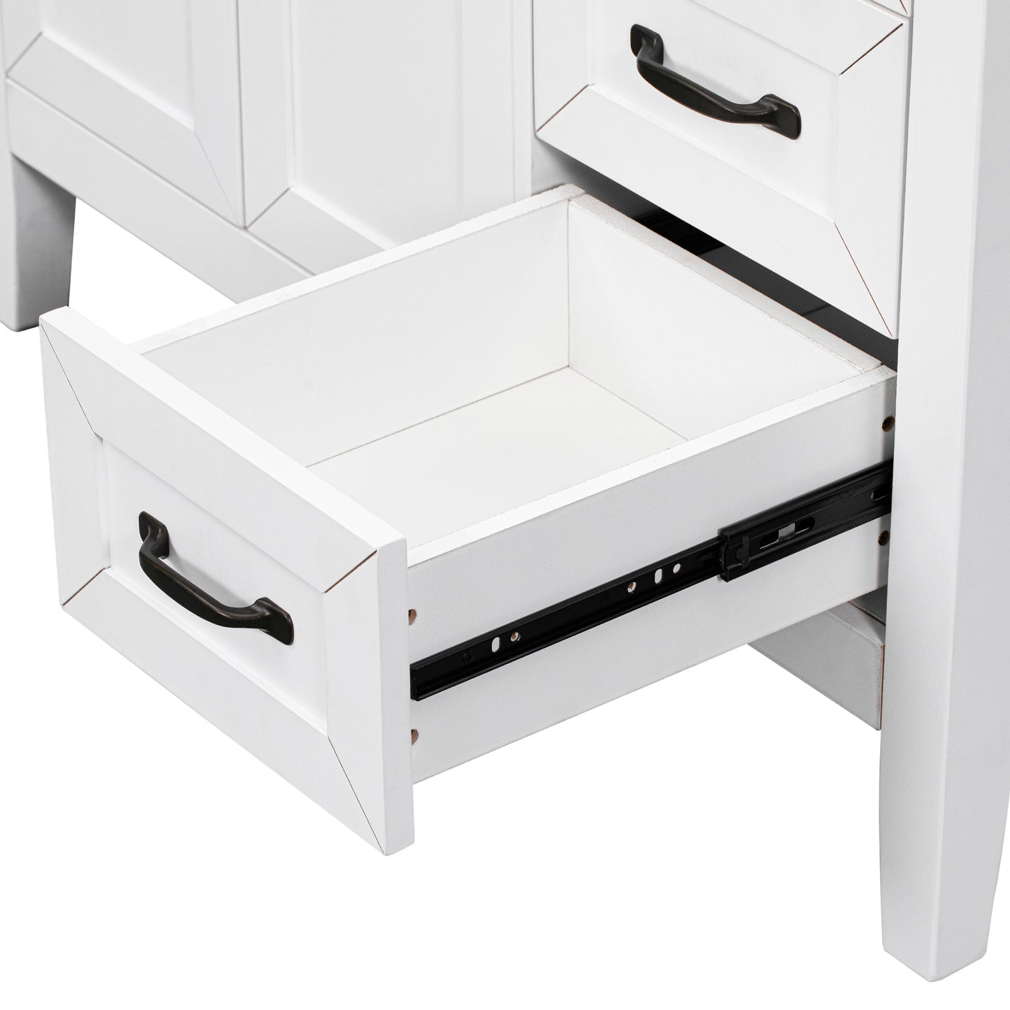 36-Inch White Freestanding Bathroom Vanity with Ceramic Sink and Storage Drawers