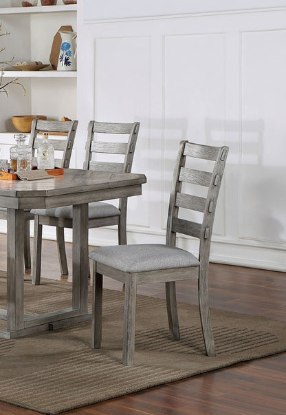 Dining Table Four Chairs And Bench Six Piece Set Grey Finish