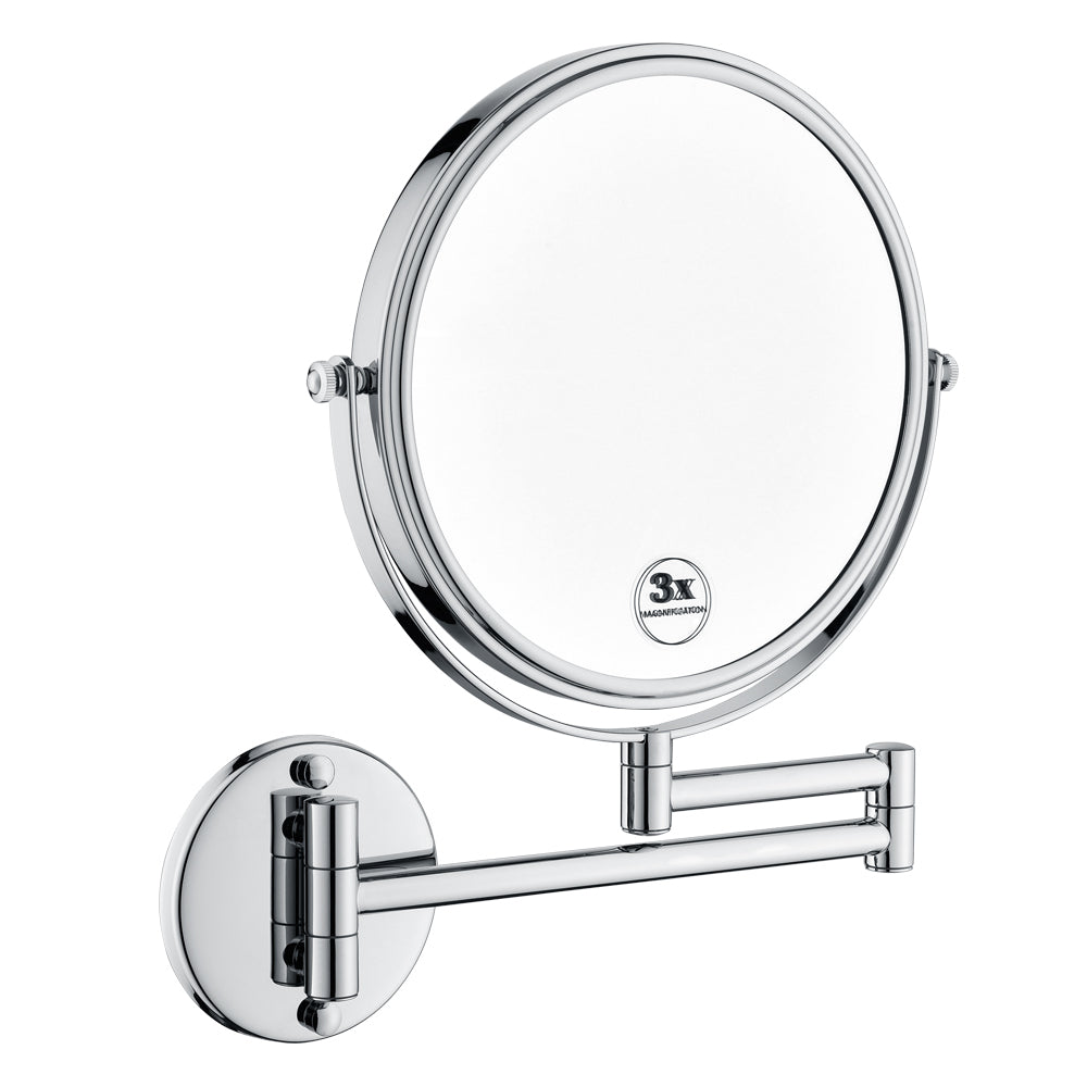 Dual-Sided 8-Inch LED Magnifying Vanity Mirror with 12-Inch Chrome Extension and 360-Degree Rotation