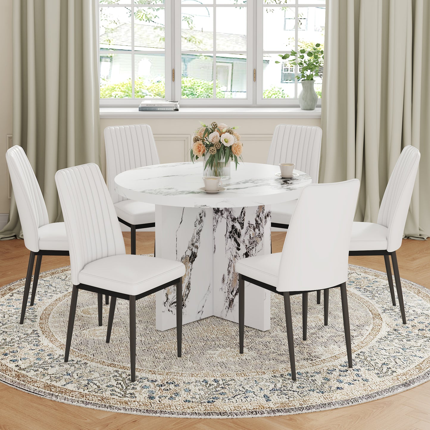 Round Dining Table 42Inch For Four To Six Modern MDF White