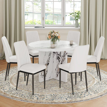 Round Dining Table 42Inch For Four To Six Modern MDF White