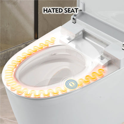 Smart Heated Comfort Toilet with Foot Sensor Flush, Night Light, and Power Outage Support - White Ceramic One-Piece Design