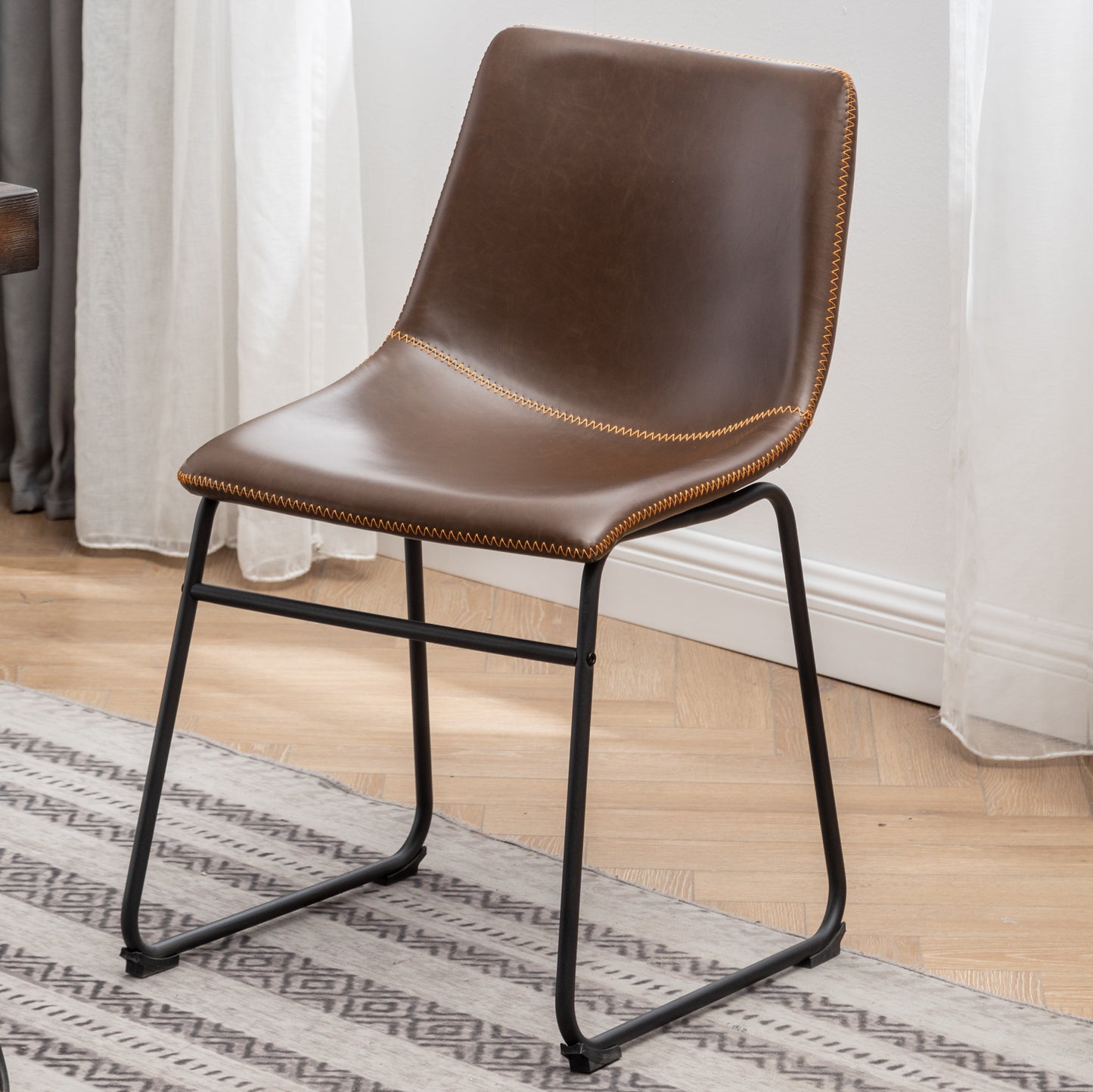 Industrial 7 Piece Dining Set MDF Metal Antique Brown