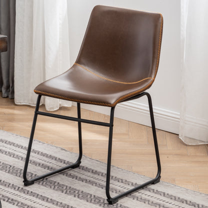 Industrial 7 Piece Dining Set MDF Metal Antique Brown