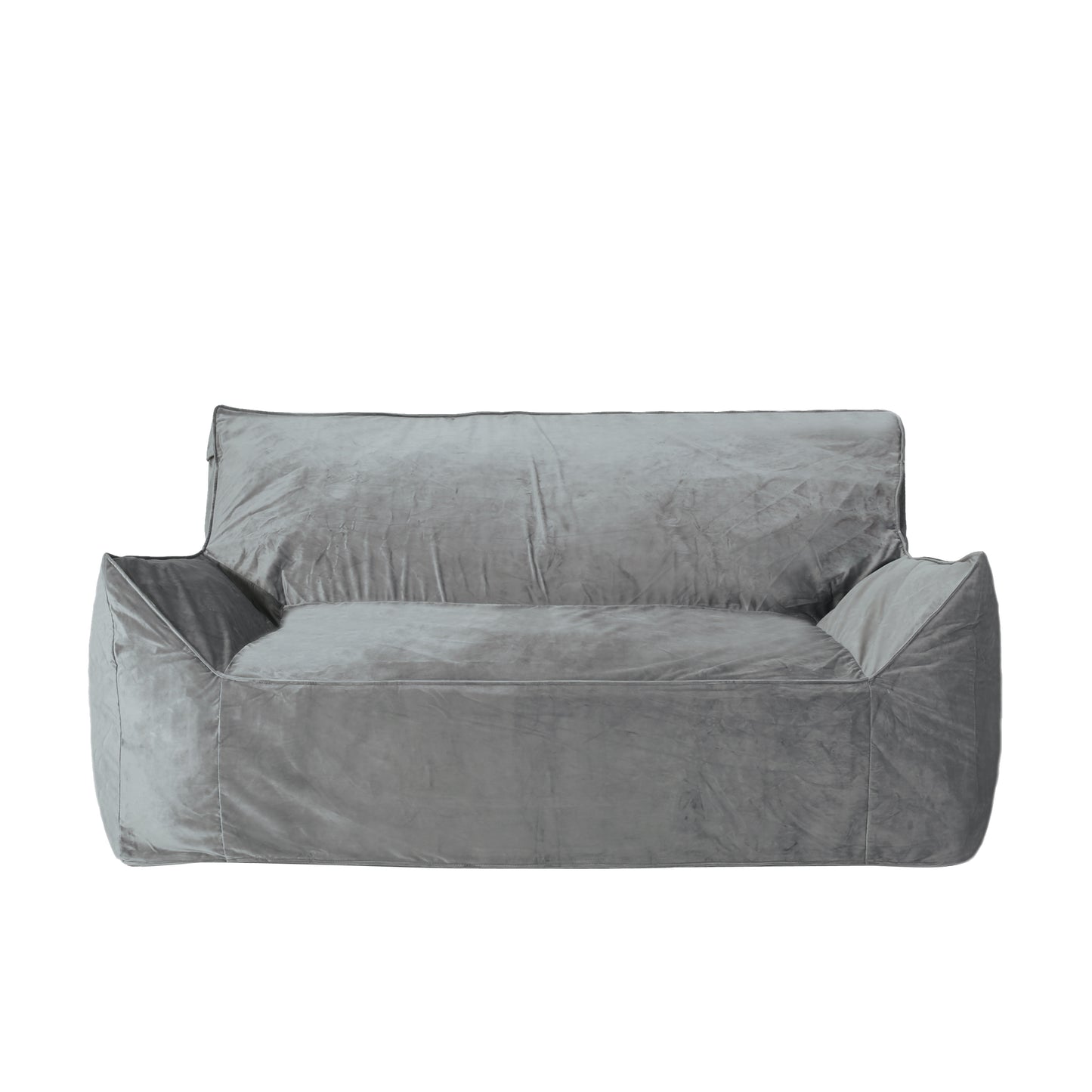Oversized 2-Seater Bean Bag Chair with Armrests, Foam-Filled, 60 x 40 in, Velvet Gray