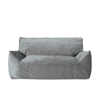 Oversized 2-Seater Bean Bag Chair with Armrests, Foam-Filled, 60 x 40 in, Velvet Gray