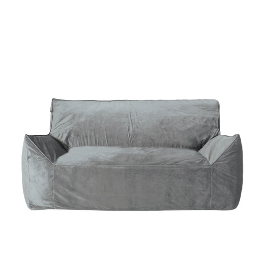 Oversized 2-Seater Bean Bag Chair with Armrests, Foam-Filled, 60 x 40 in, Velvet Gray