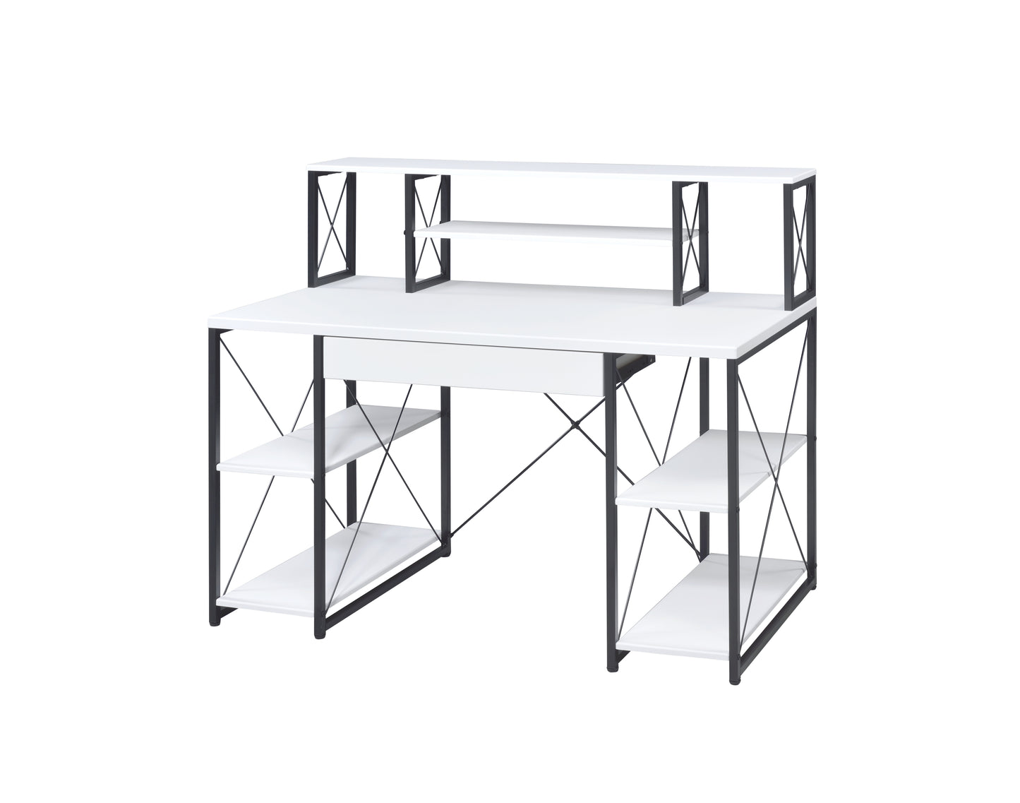 Versatile Modern White Writing Desk with Ample Storage
