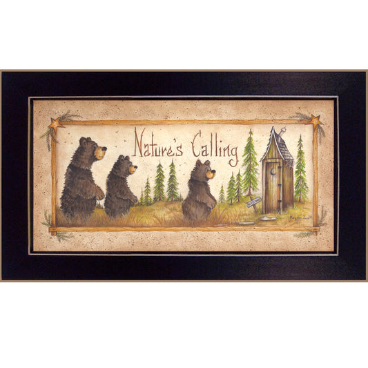 Nature's Calling Wall Art - 18 x 10 in Framed Poster, Printed on MDF, Ready-To-Hang, Black Frame