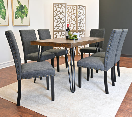 Hairpin Dining Table Set With 6 Chairs Three Color Options