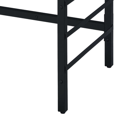 Modern Black and Weathered Oak Office Writing Desk with USB Ports and Drawers