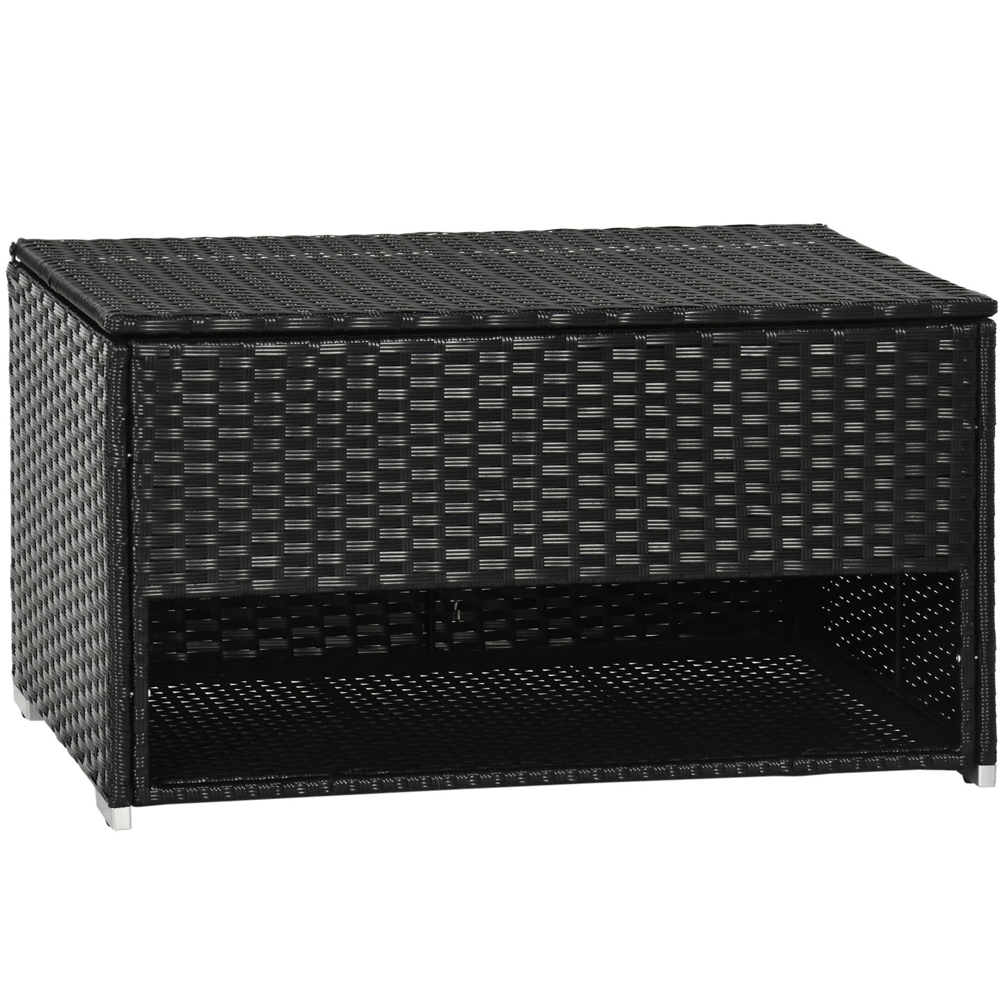 Outdoor Deck Box And Storage Chest With PE Rattan For Patio Garden Pool Toys Cushions 37.5 L X 23.5 W X 21.3 H Black