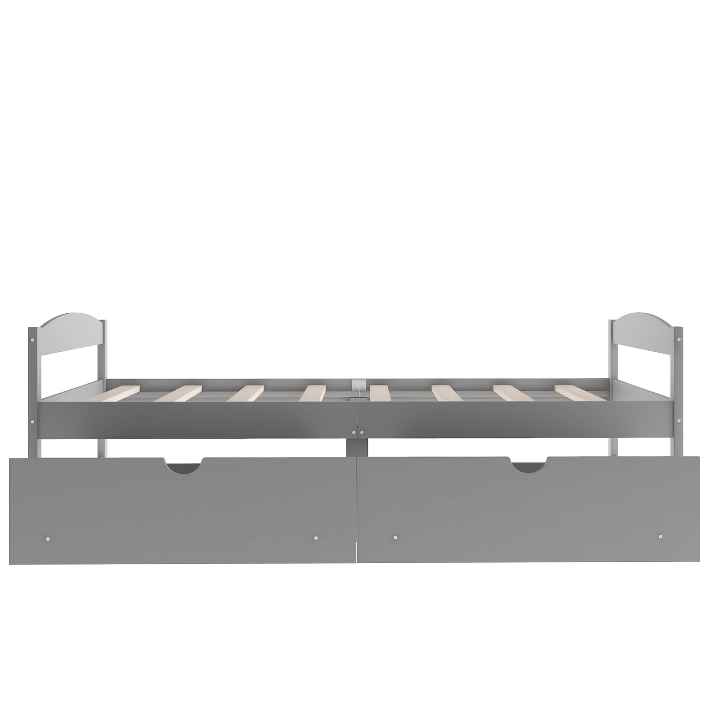 Gray Twin Platform Bed with Spacious Under-Bed Drawers