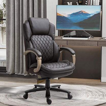 Brown Big and Tall Executive Office Chair with Wide Seat, High Back Design, Adjustable Height & Smooth Swivel Wheels