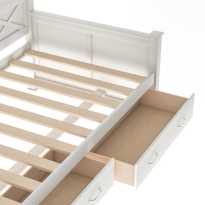 Cream White Twin Size Wooden Daybed with Rustic and Modern Touches