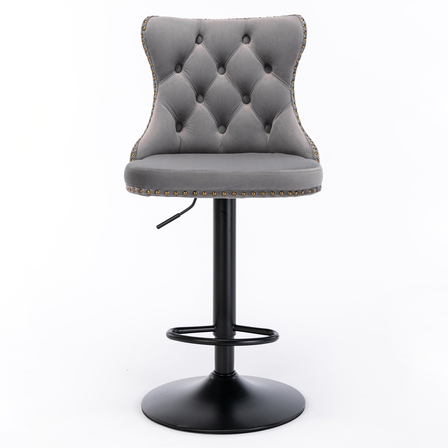AA Velvet Swivel Bar Stools Adjustable 25 33 Gray Set of 2